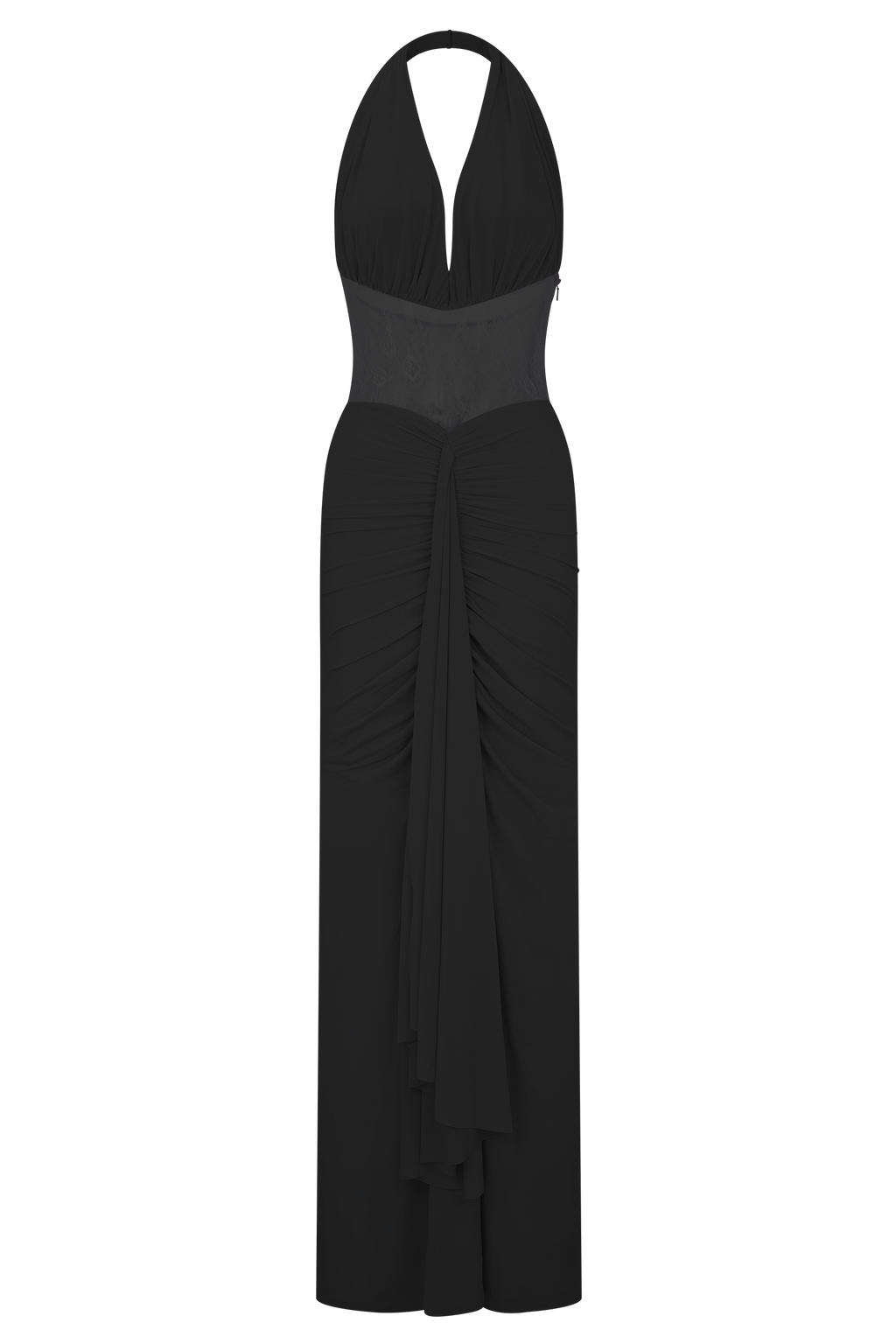Bonnie Slinky And Lace Maxi Dress - Black