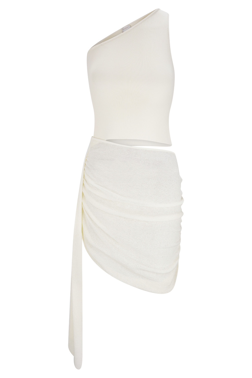 Cali Drape Skirt Knit Mini Dress - Ivory