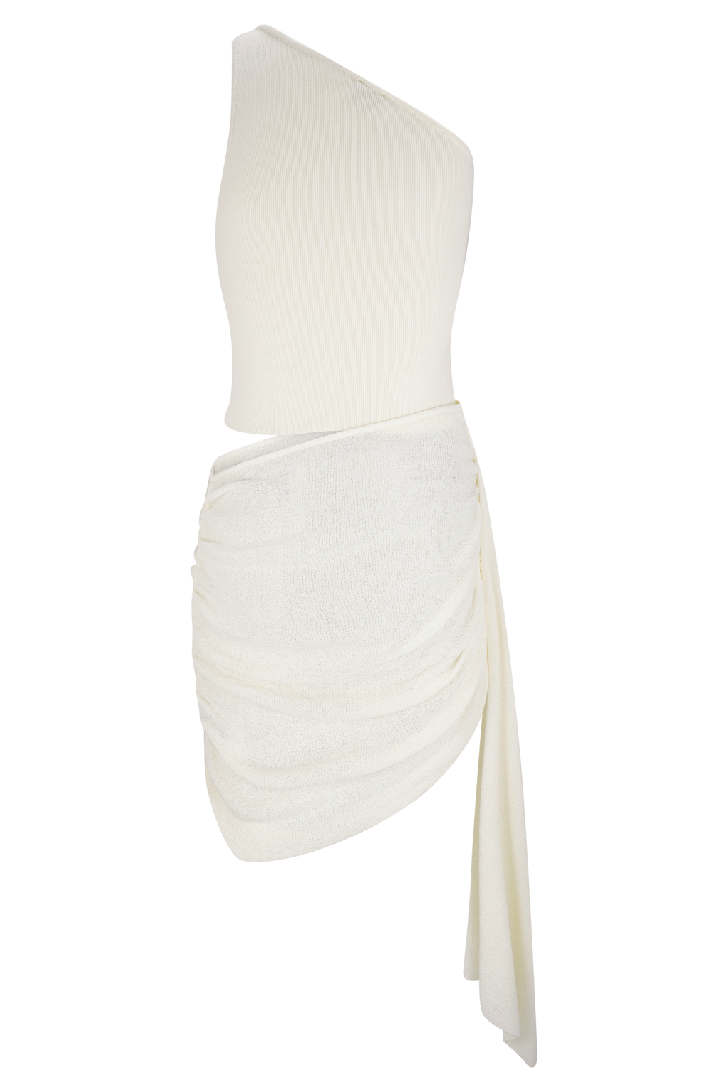 Cali Drape Skirt Knit Mini Dress - Ivory