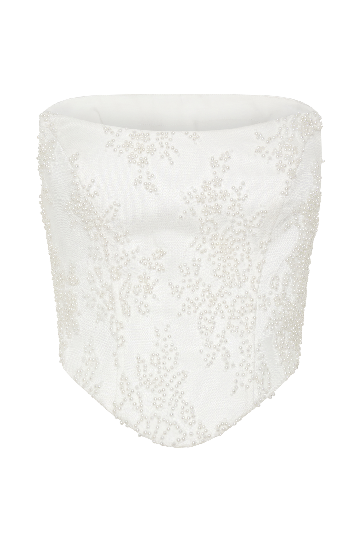 Camille Beaded Satin And Lace Corset Top - Ivory