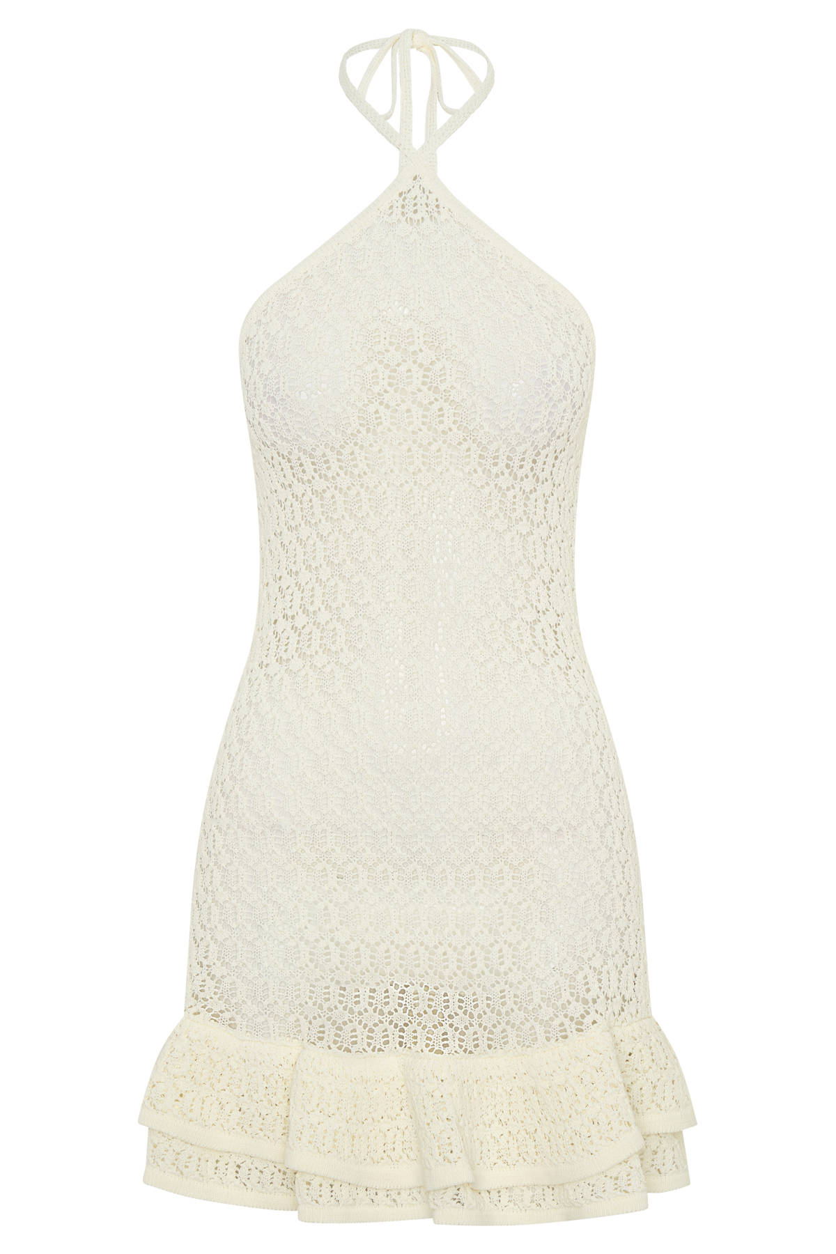 Carrisa Crochet Knit Mini Dress - White