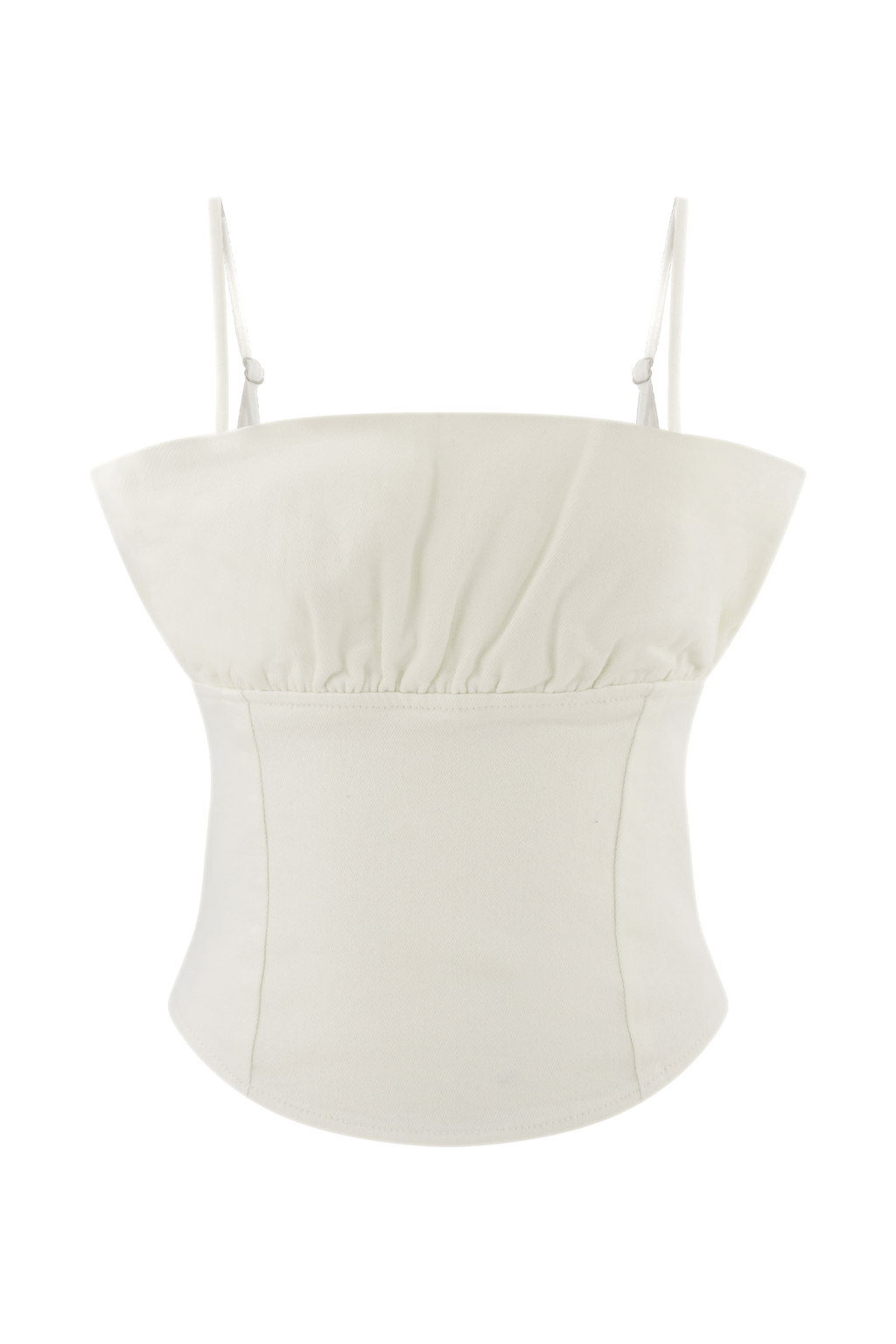 Cecilia Denim Frill Corset - White