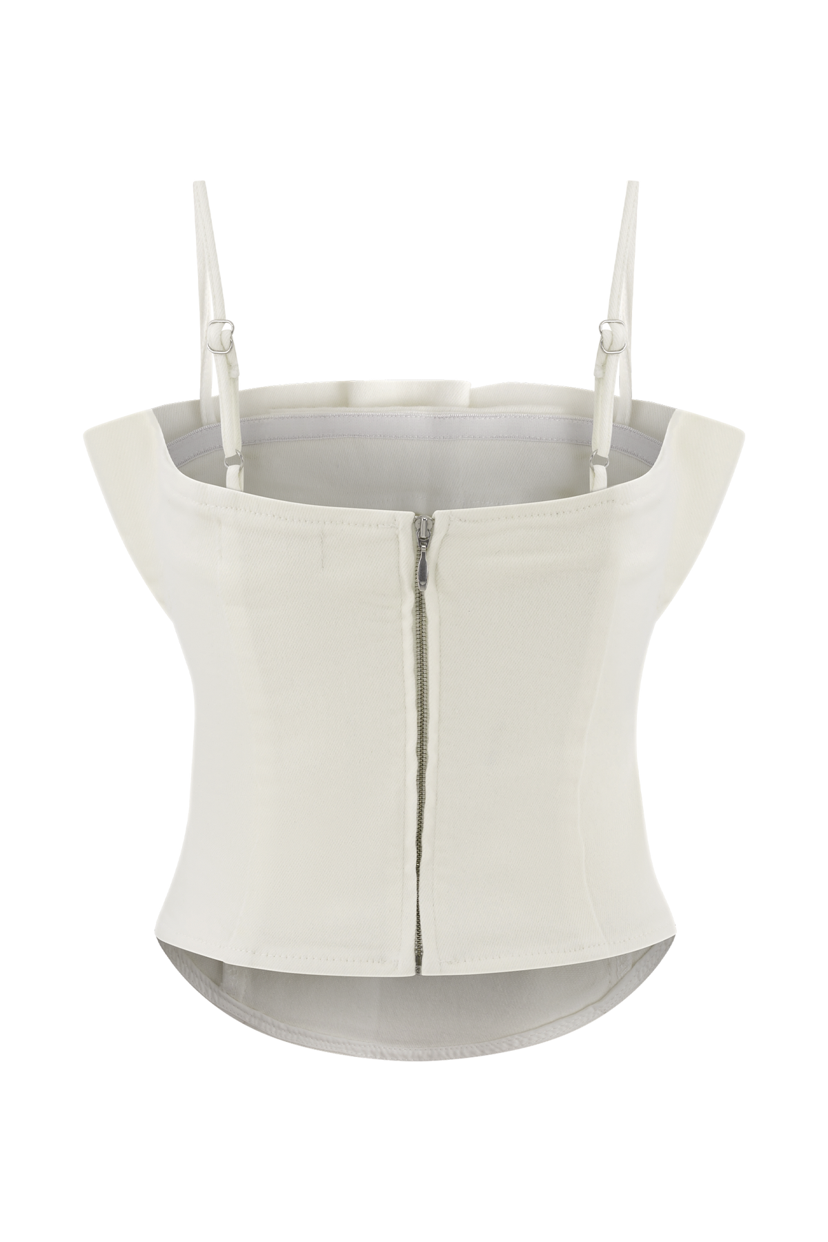 Cecilia Denim Frill Corset - White