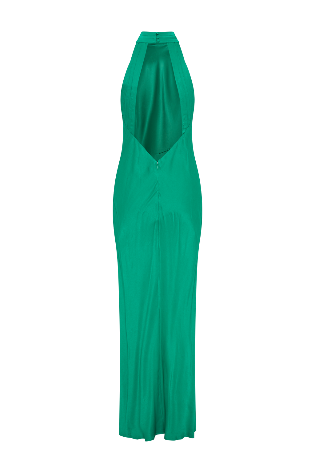 Claire Satin Drape Back Maxi Dress with Split - Green