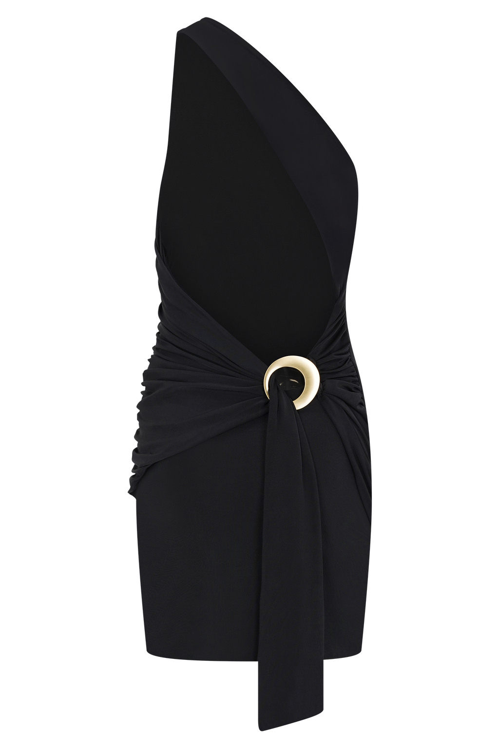 Claudette Slinky Mini Dress With Hardware - Black