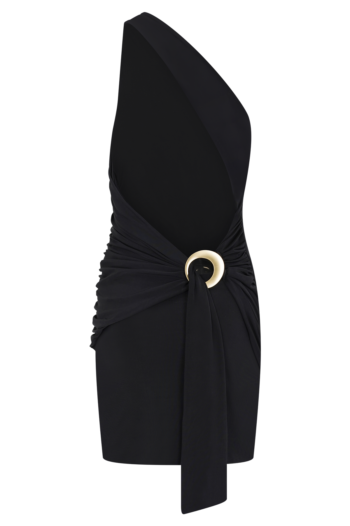 Claudette Slinky Mini Dress With Hardware - Black