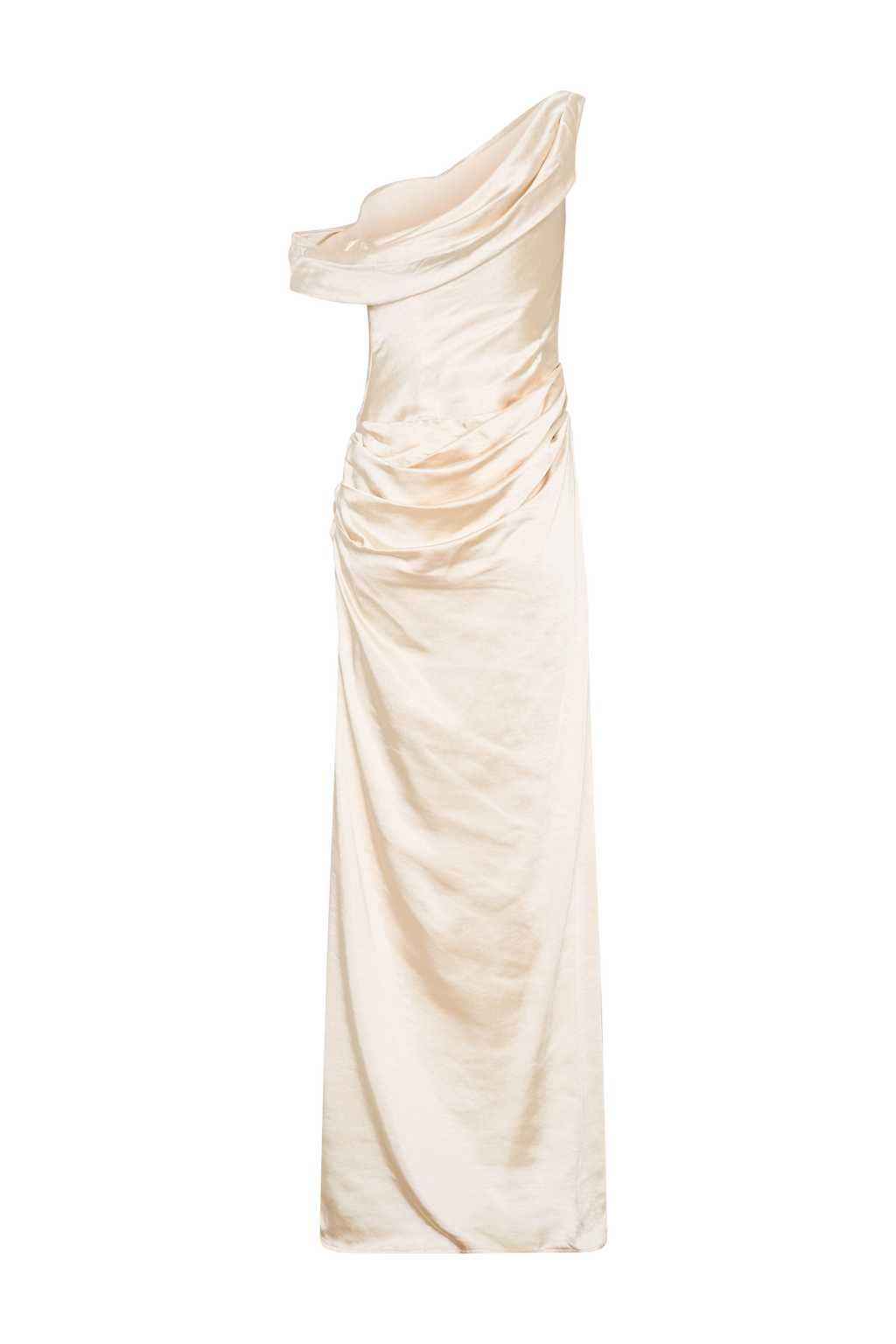 Dalia Off Shoulder Satin Maxi Dress - Blush Gold