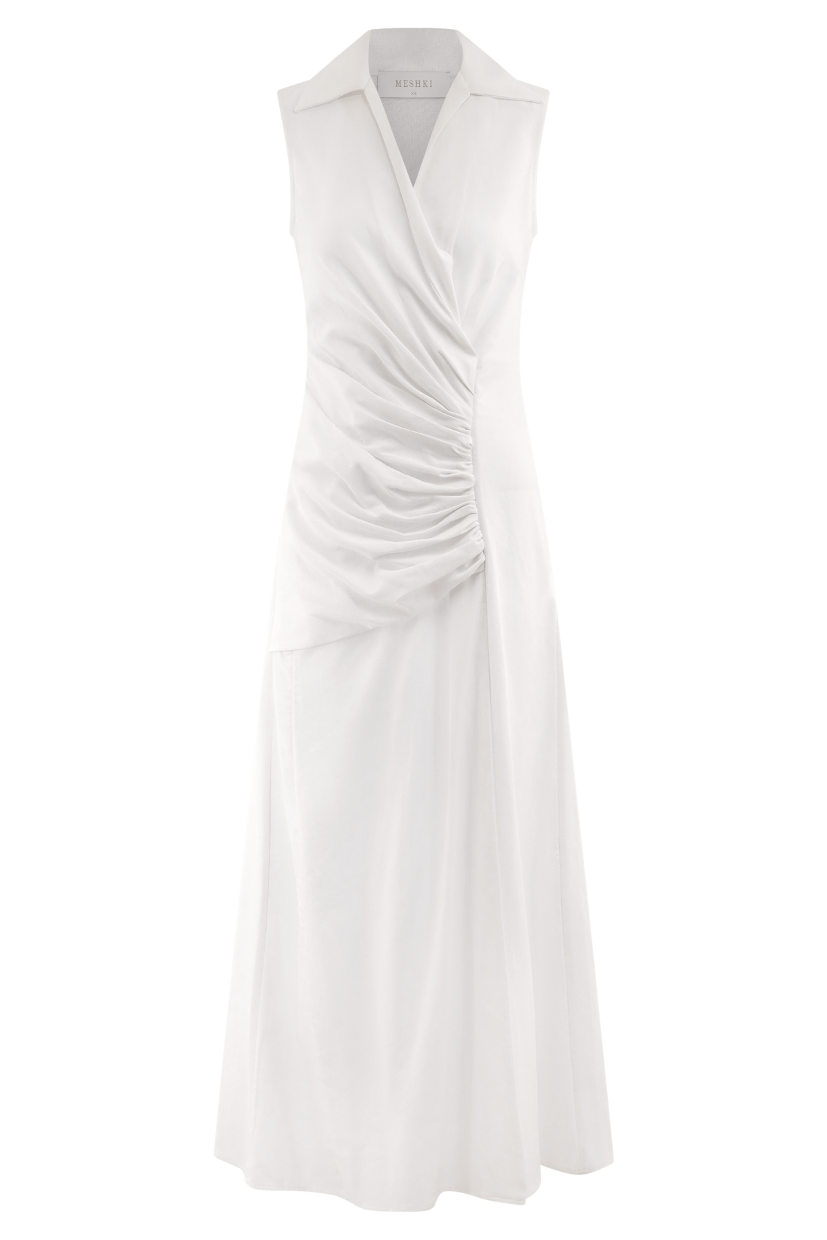 Dante Ruched Linen Midi Dress - White