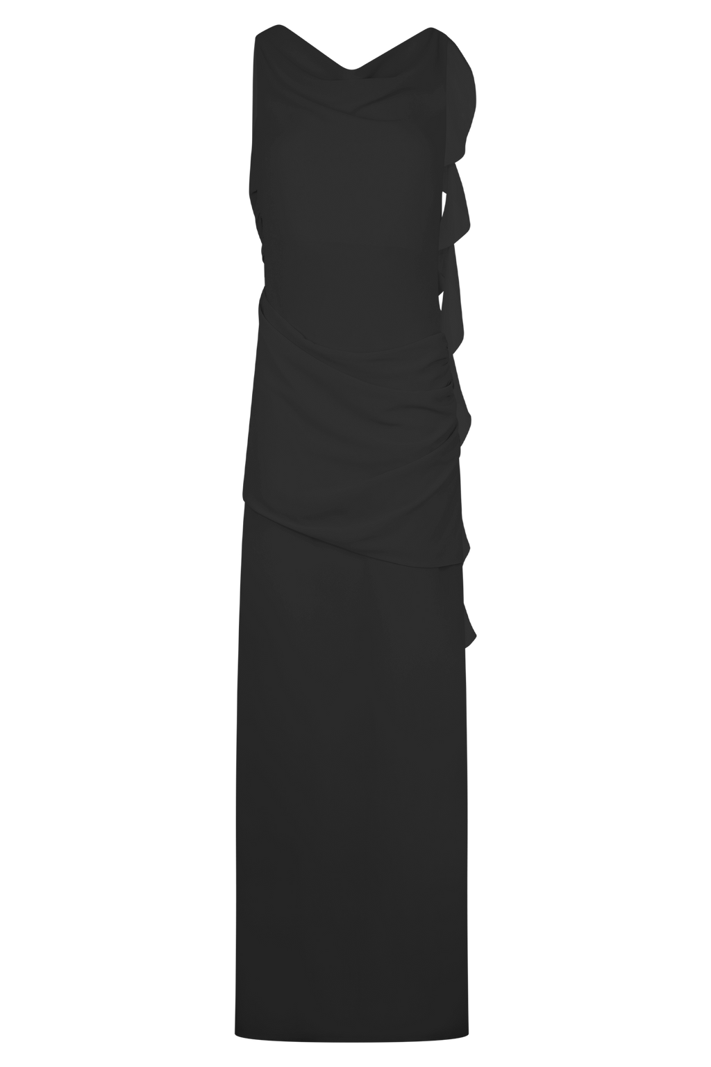 Daria Draped Chiffon Maxi Dress - Black