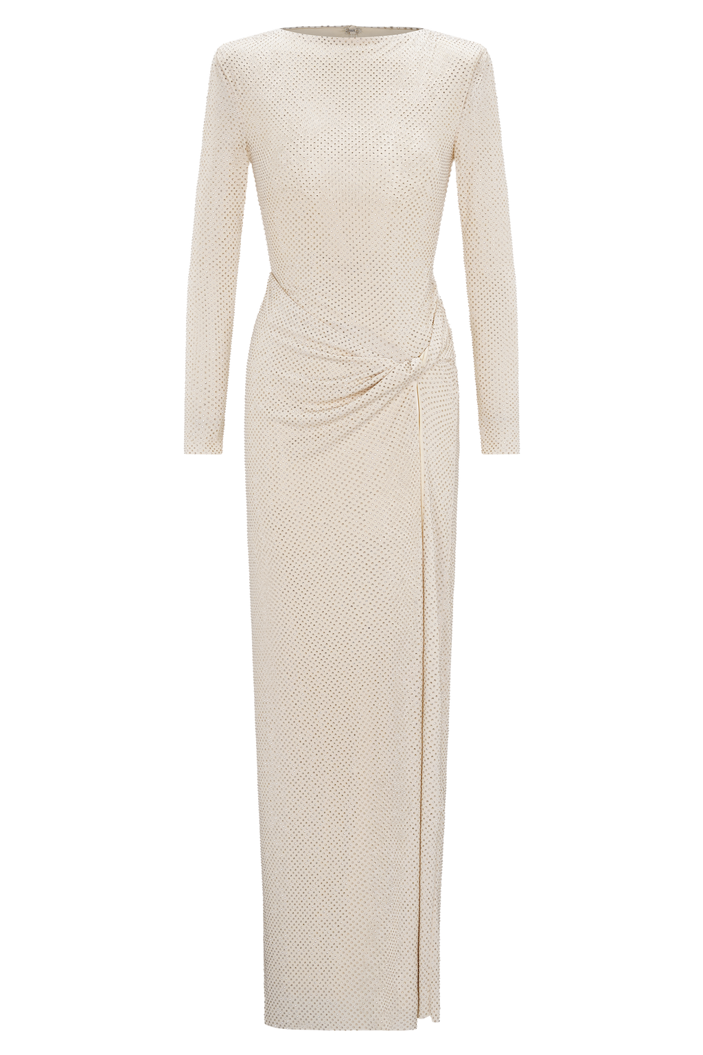 Deanna Long Sleeve Diamante Maxi Dress - Gold