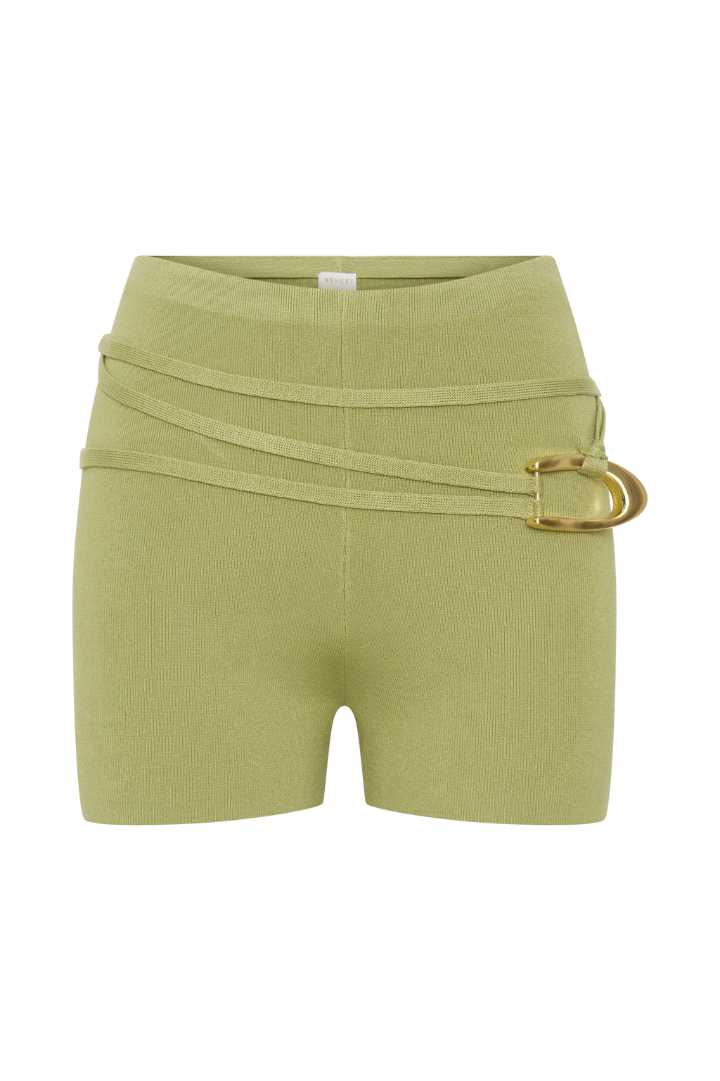 Dimitri Mini Knit Shorts With Belt - Light Olive