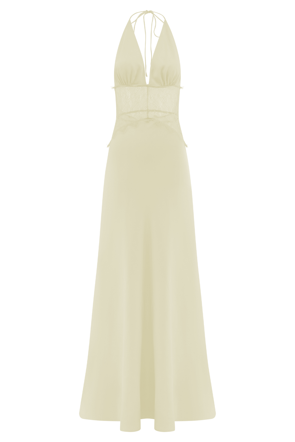 Dinah Lace And Satin Maxi Dress - Lemon