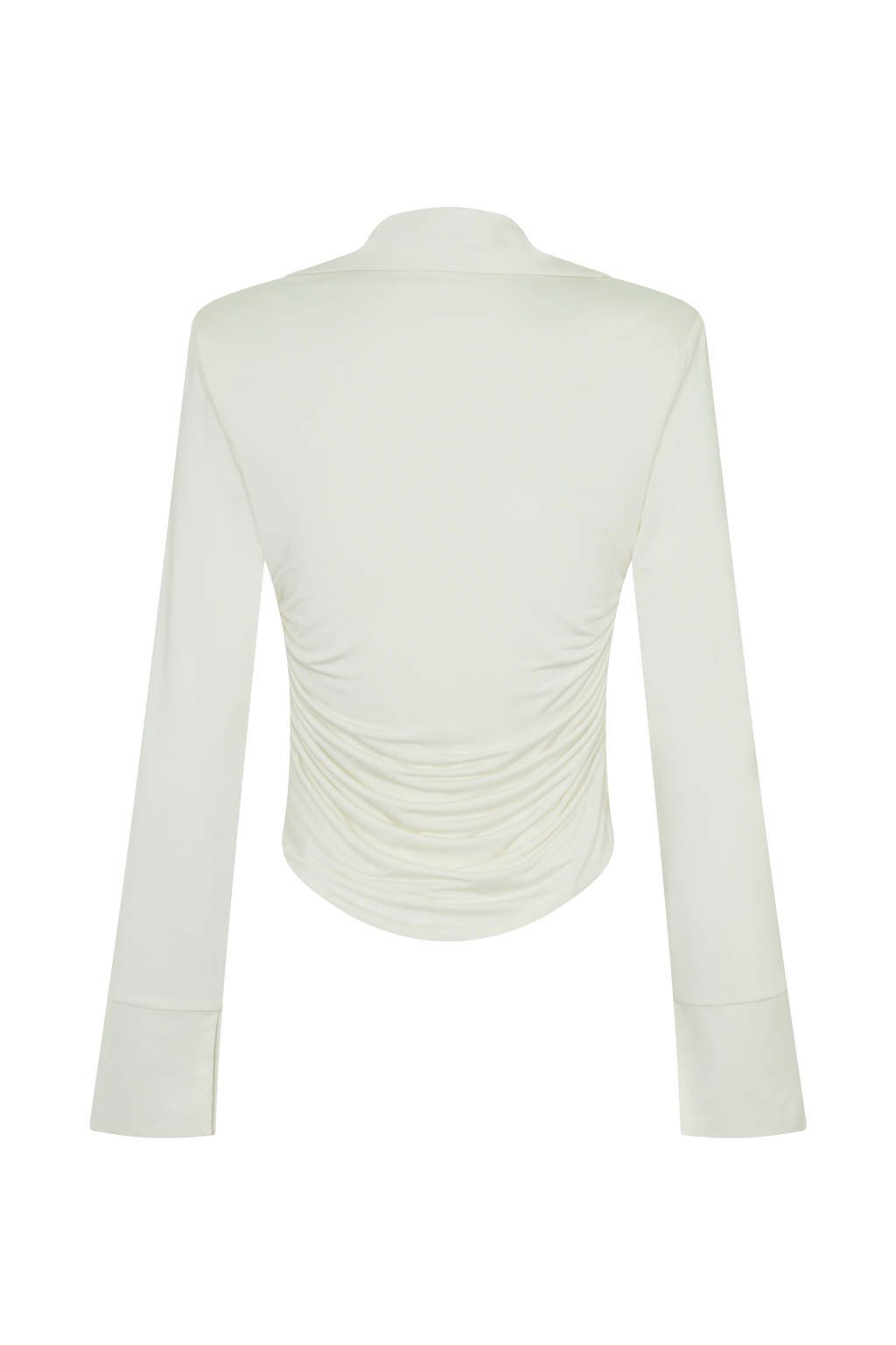 Elmira Long Sleeve Slinky Gather Detail Top - Ivory