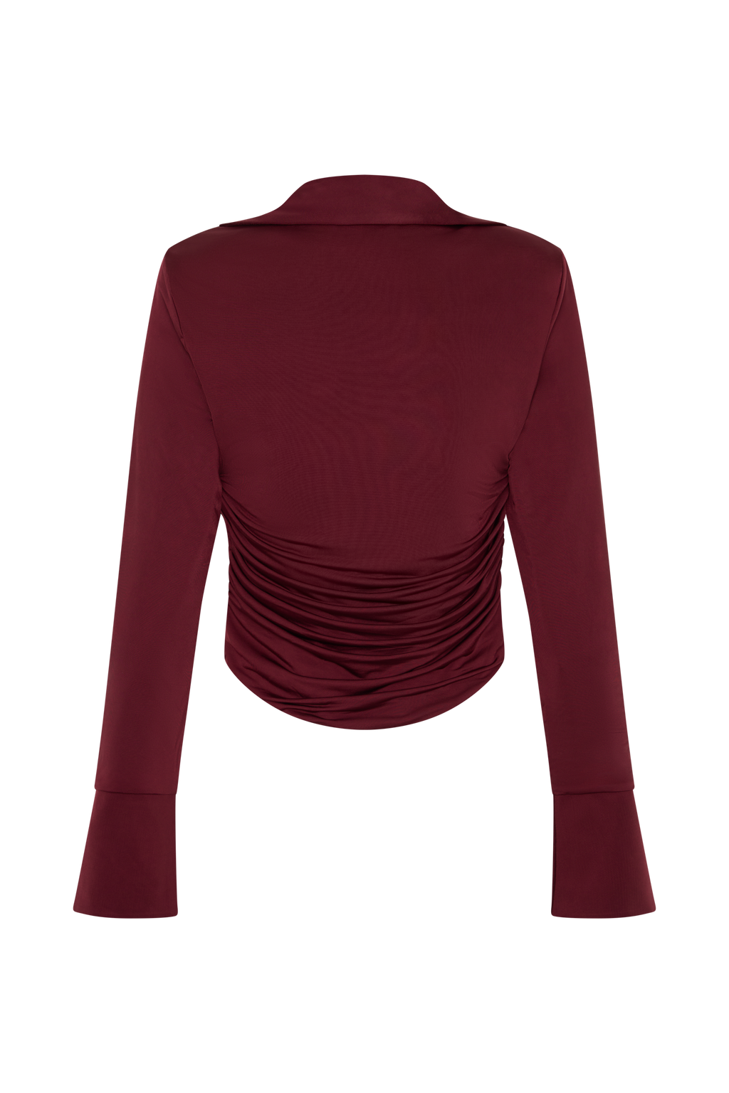 Elmira Long Sleeve Slinky Gather Detail Top - Wine
