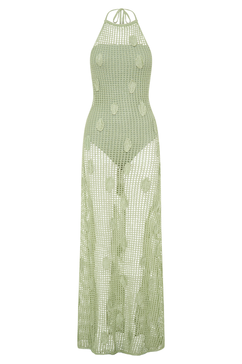 Elfie Crochet Halter Maxi Dress - Pastel Green