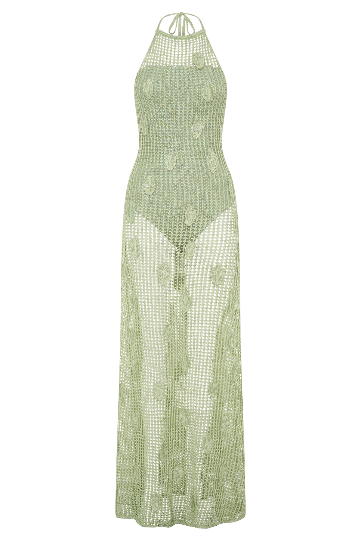 Elfie Crochet Halter Maxi Dress - Pastel Green