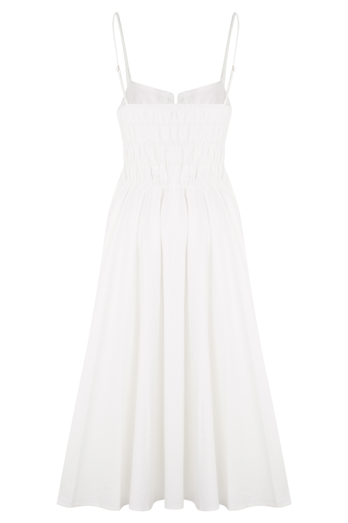 Elias Shirred Cotton Midi Dress - White
