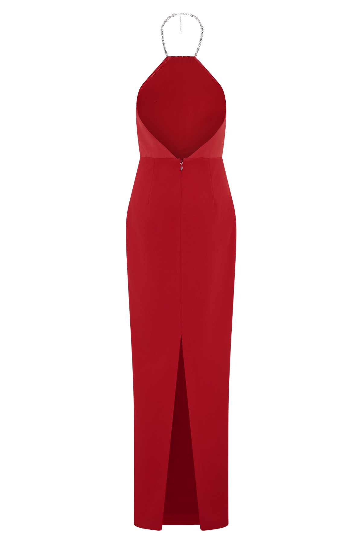 Elina Satin Necklace Maxi Dress - Red