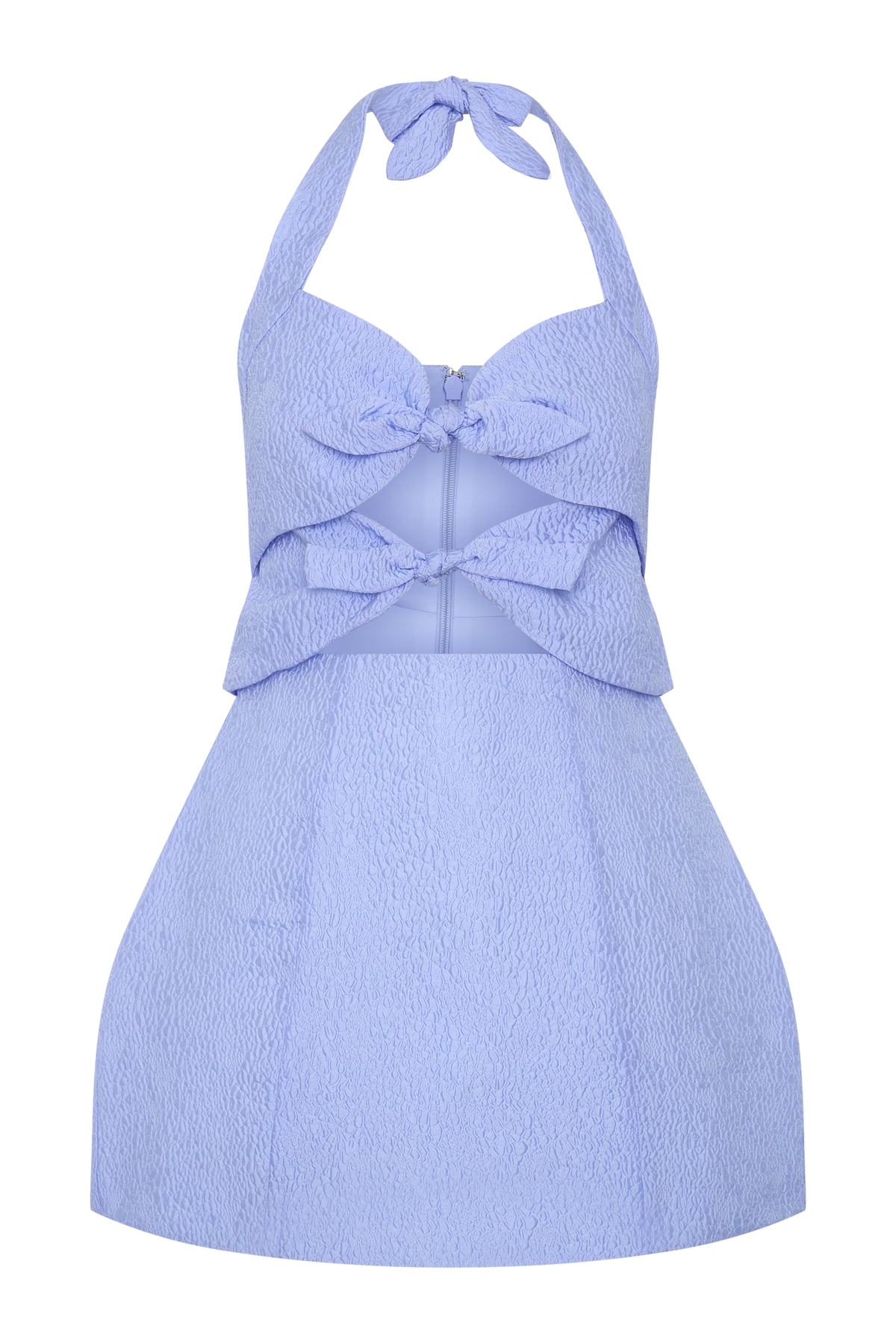 Ella Bow Detail Halter Mini Dress - Periwinkle Blue