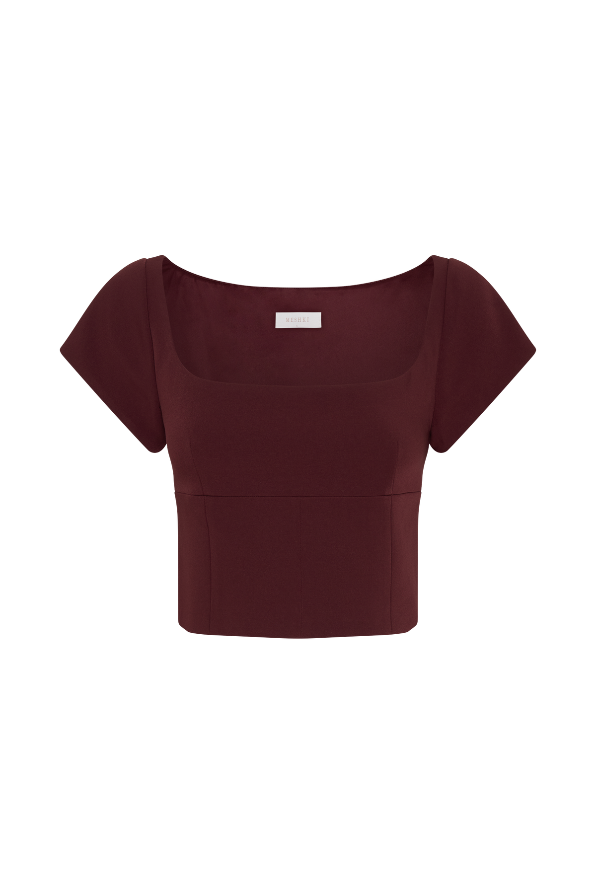 Ellis Cap Sleeve Longline Suiting Top - Mahogany