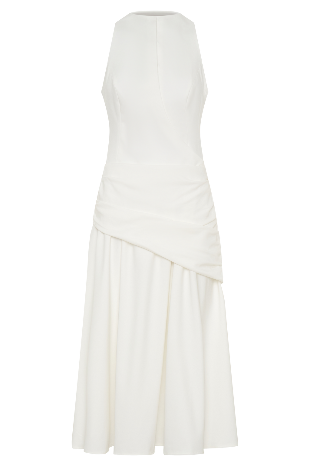 Emily Wrapped Waist Midi Dress - White