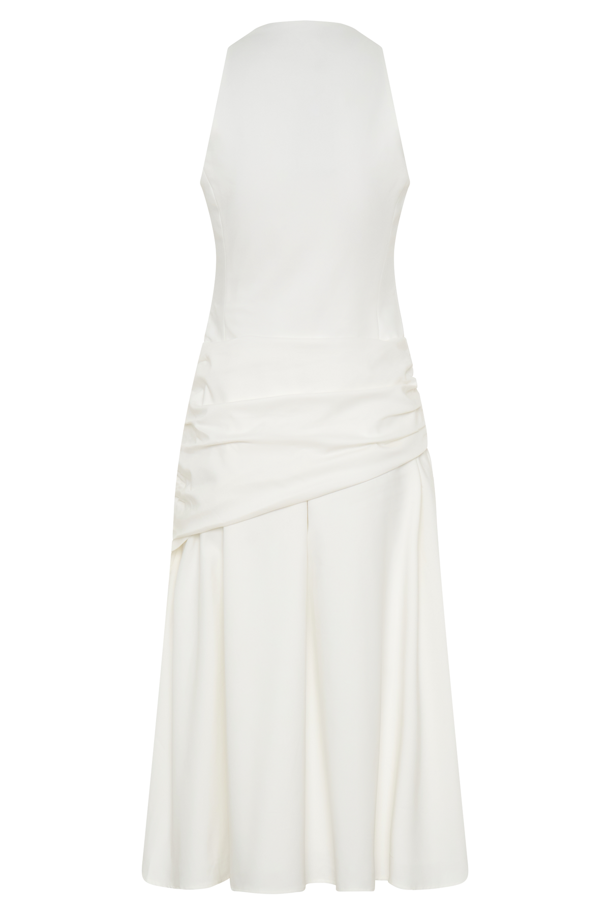 Emily Wrapped Waist Midi Dress - White