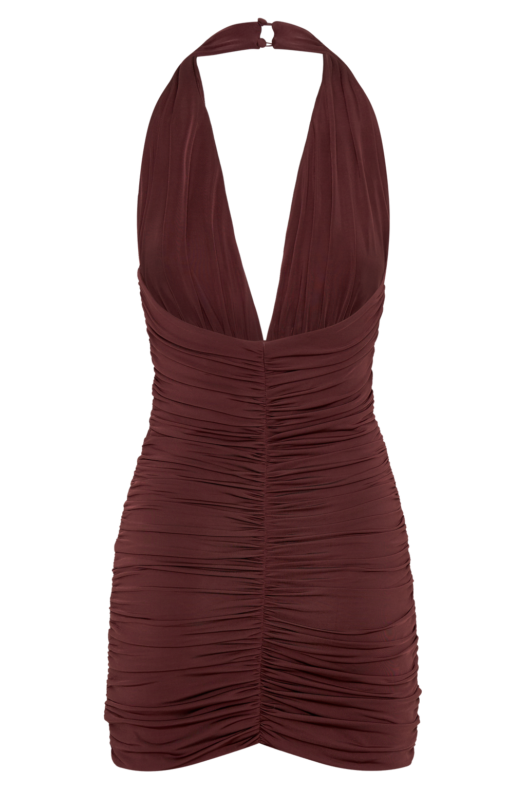 Fleur Ruched Slinky Mini Dress - Mahogany