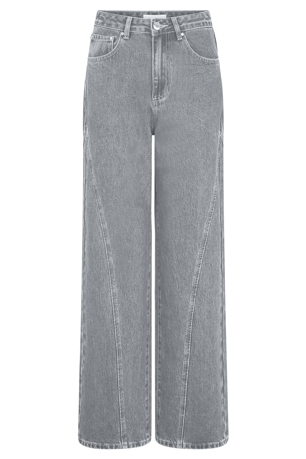 Georgette Mid Rise Paneled Denim Jeans - Grey