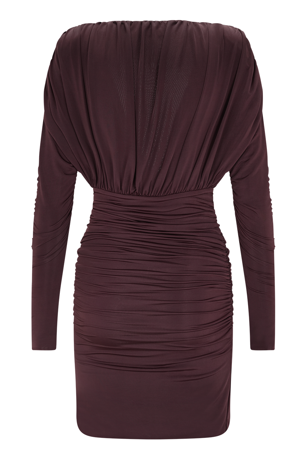 Hayden Long Sleeve Plunge Mini Dress - Burgundy