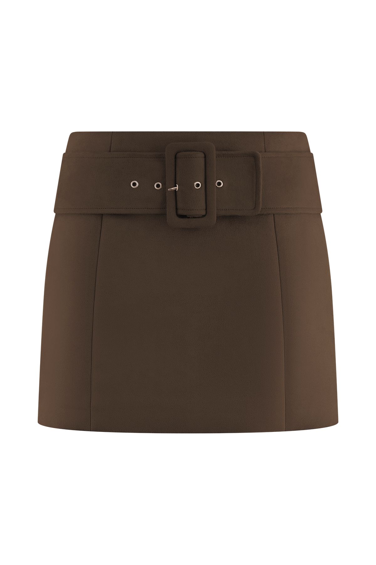 Hayes Faux Suede Belted Mini Skirt - Chocolate