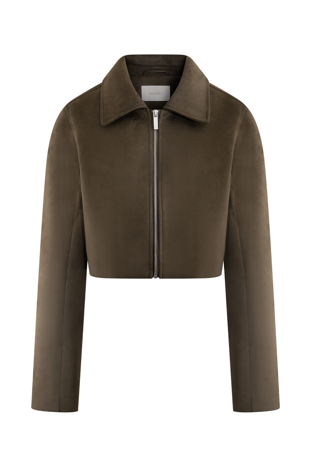 Hayes Faux Suede Collared Jacket - Chocolate