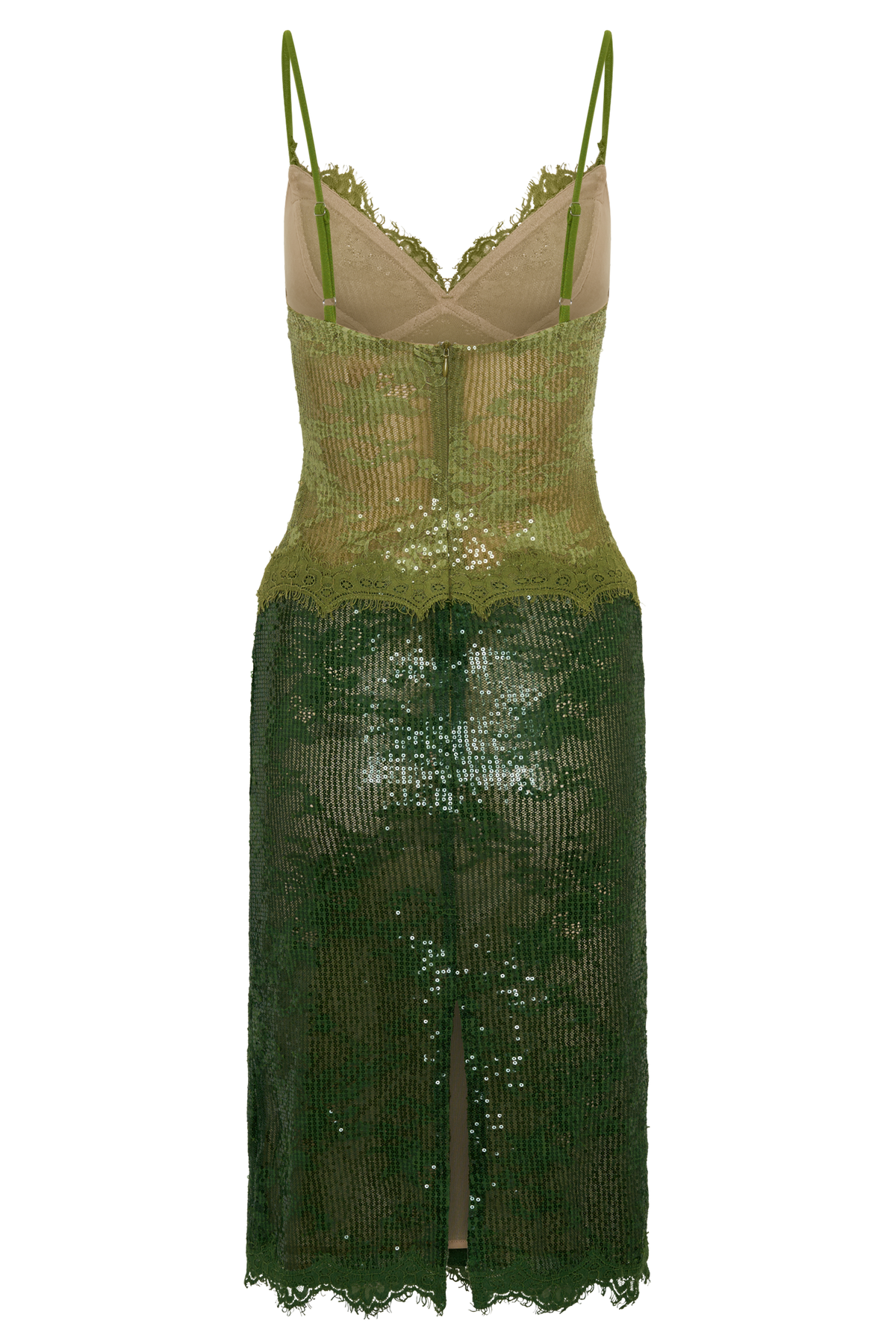 Jaimee Lace Midi Dress - Tonal Green