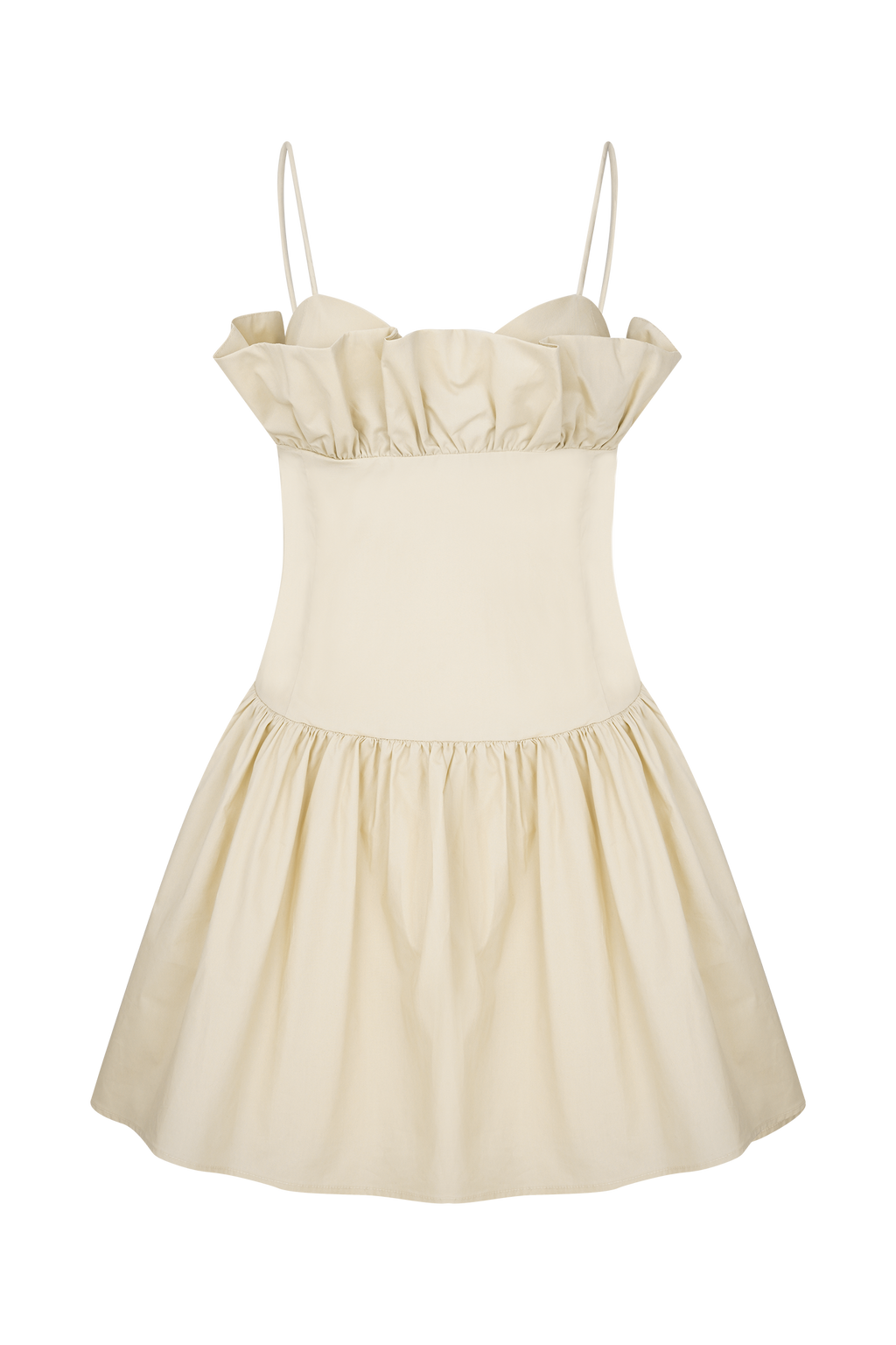 Janis Cotton Frill Mini Dress - Nude