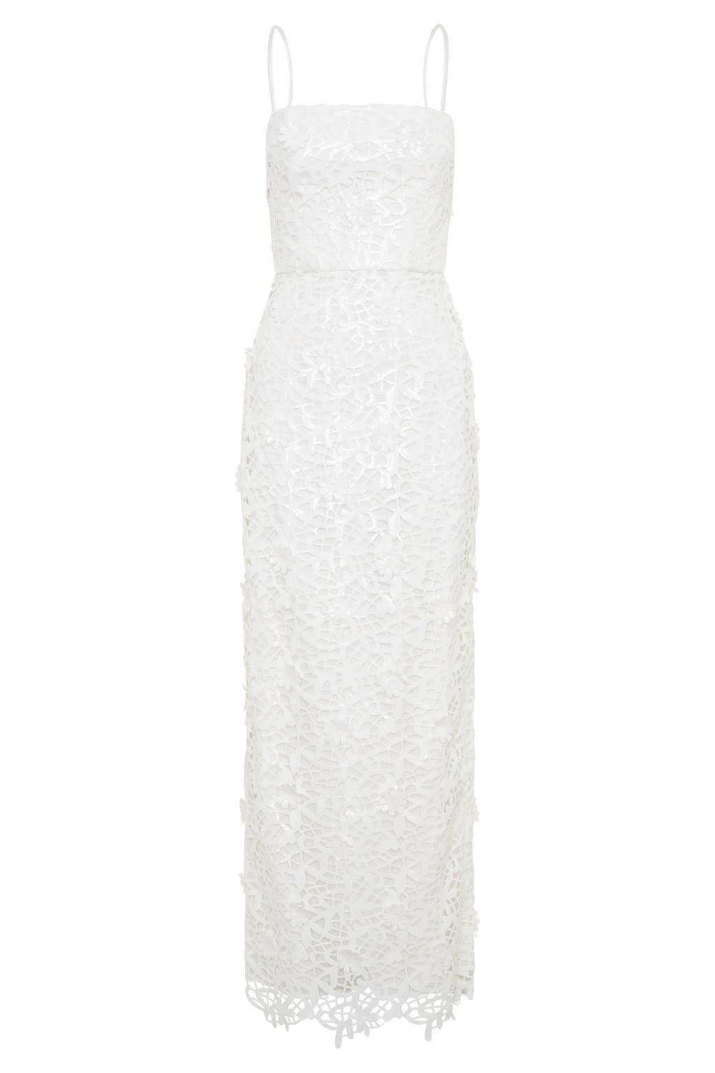 Josefa Sequin Lace Maxi Dress - White