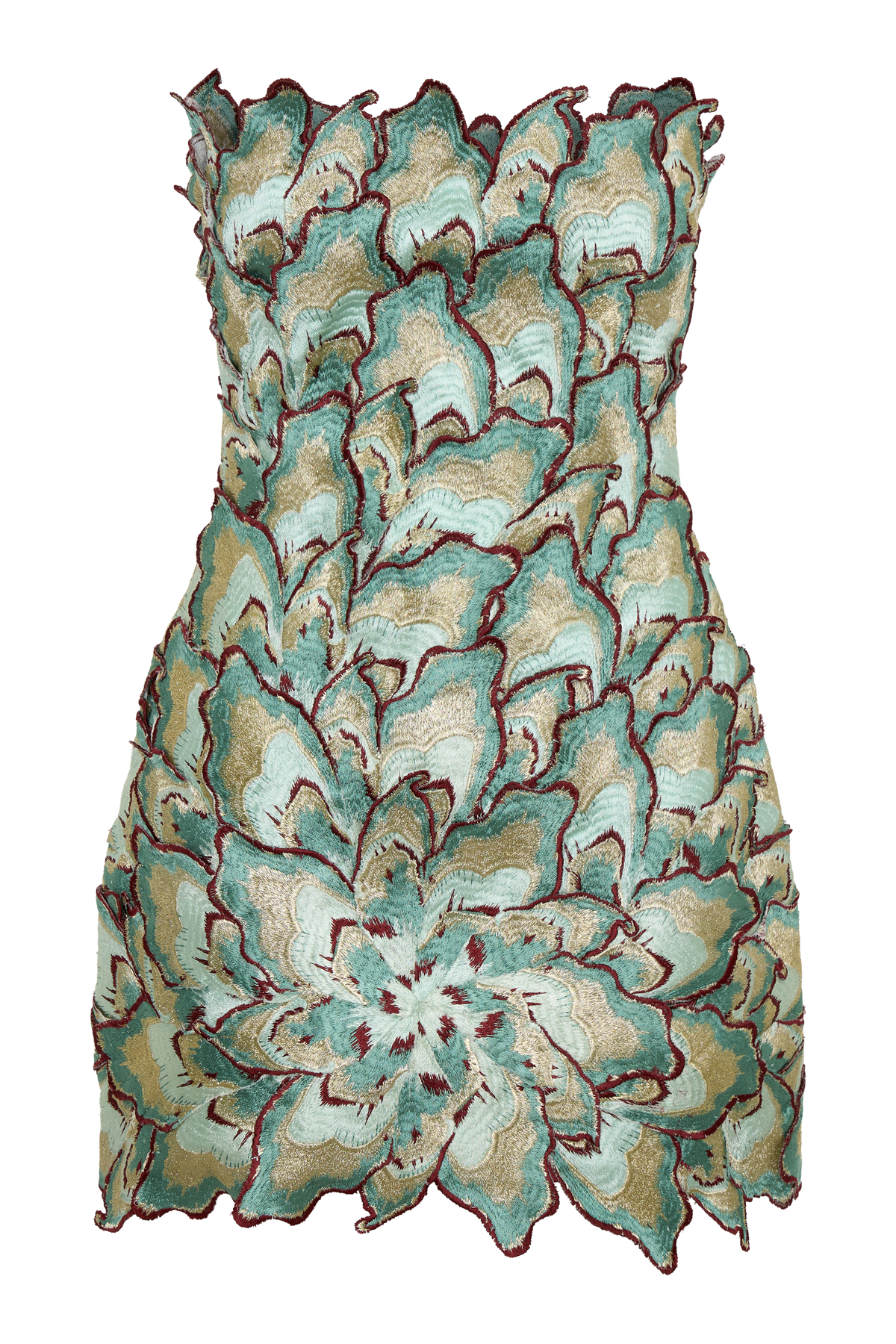 Juniper Hand Embroidered Floral Mini Dress - Gold/Teal