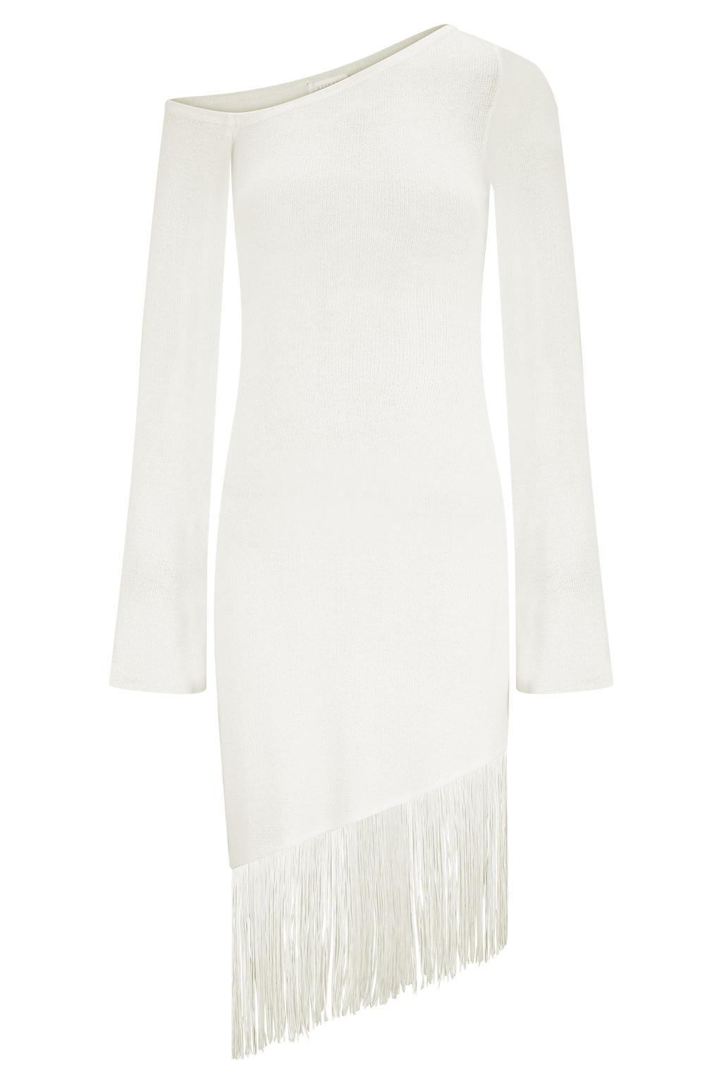 Kayden Fringe Off Shoulder Knit Mini Dress - Ivory