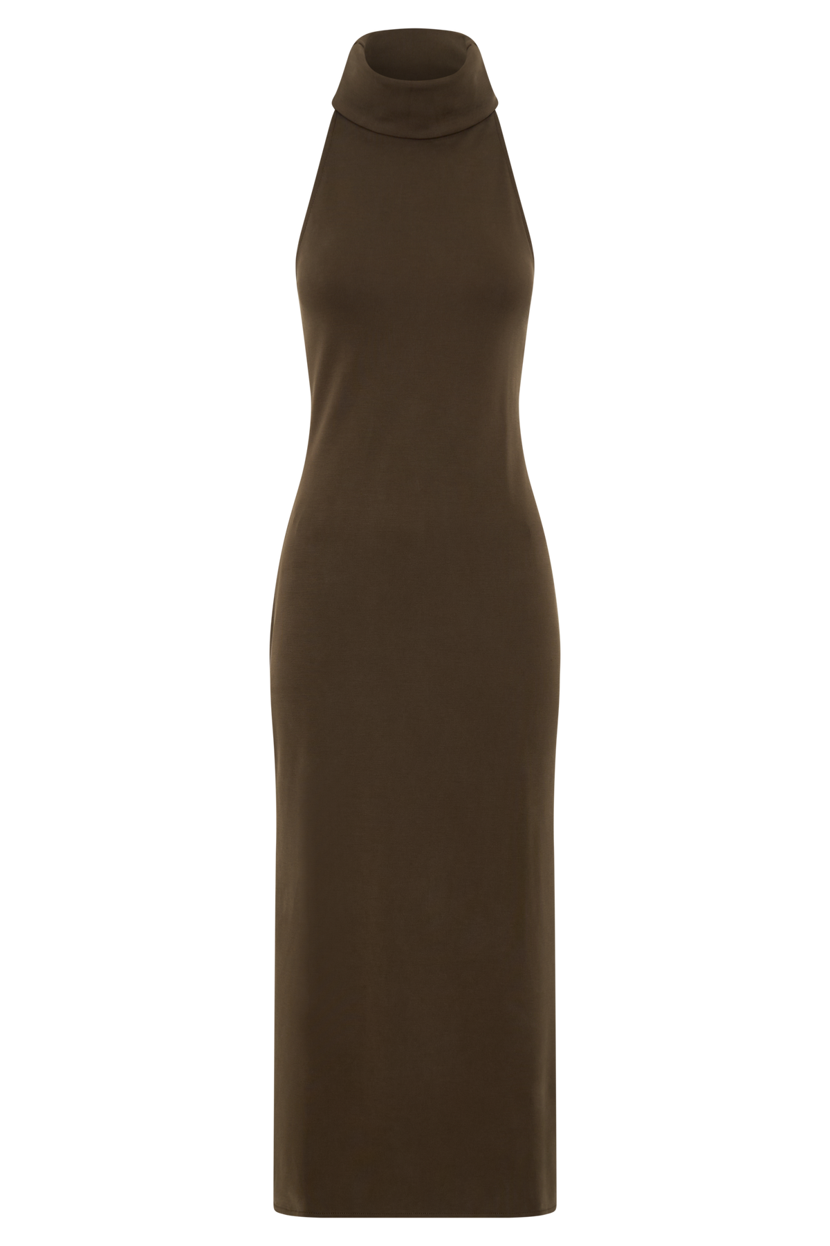 Kennedy High Neck Midi Dress - Chocolate