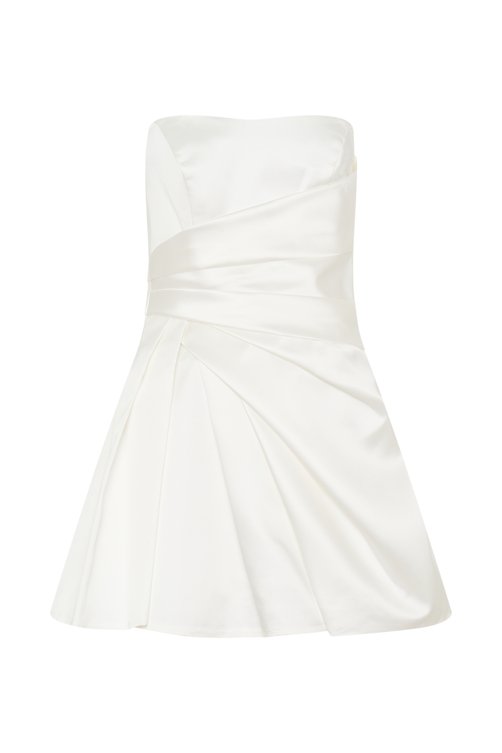 Lora Strapless Satin Mini Dress - White