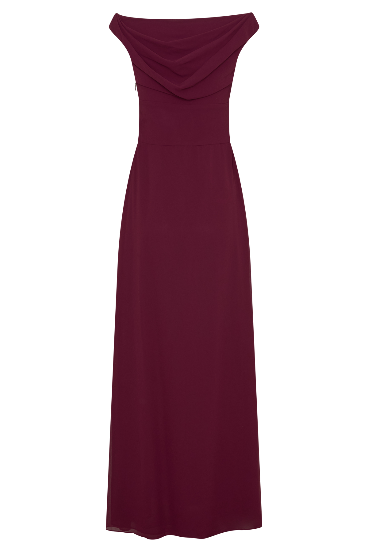 Mabel Off Shoulder Chiffon Maxi Dress - Merlot