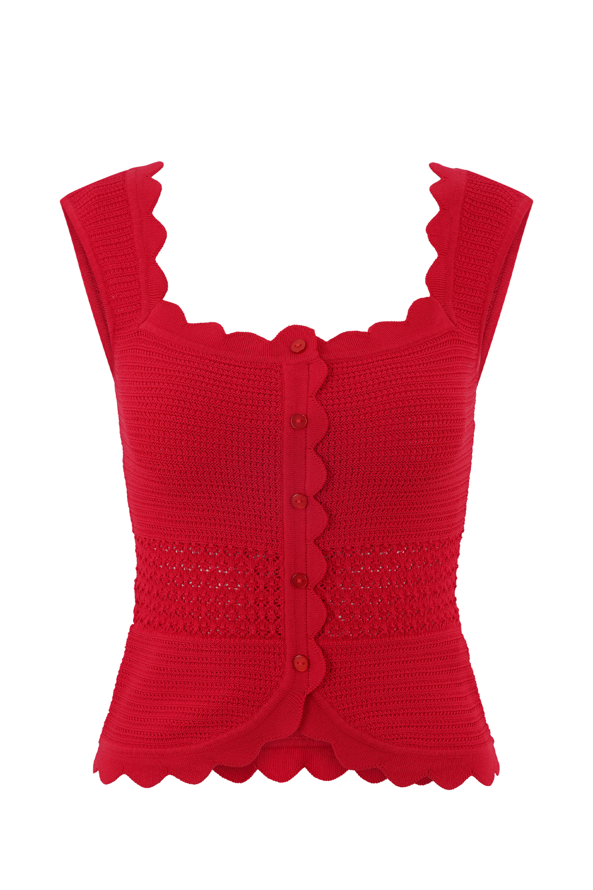 Madeline Scallop Knit Top - Red