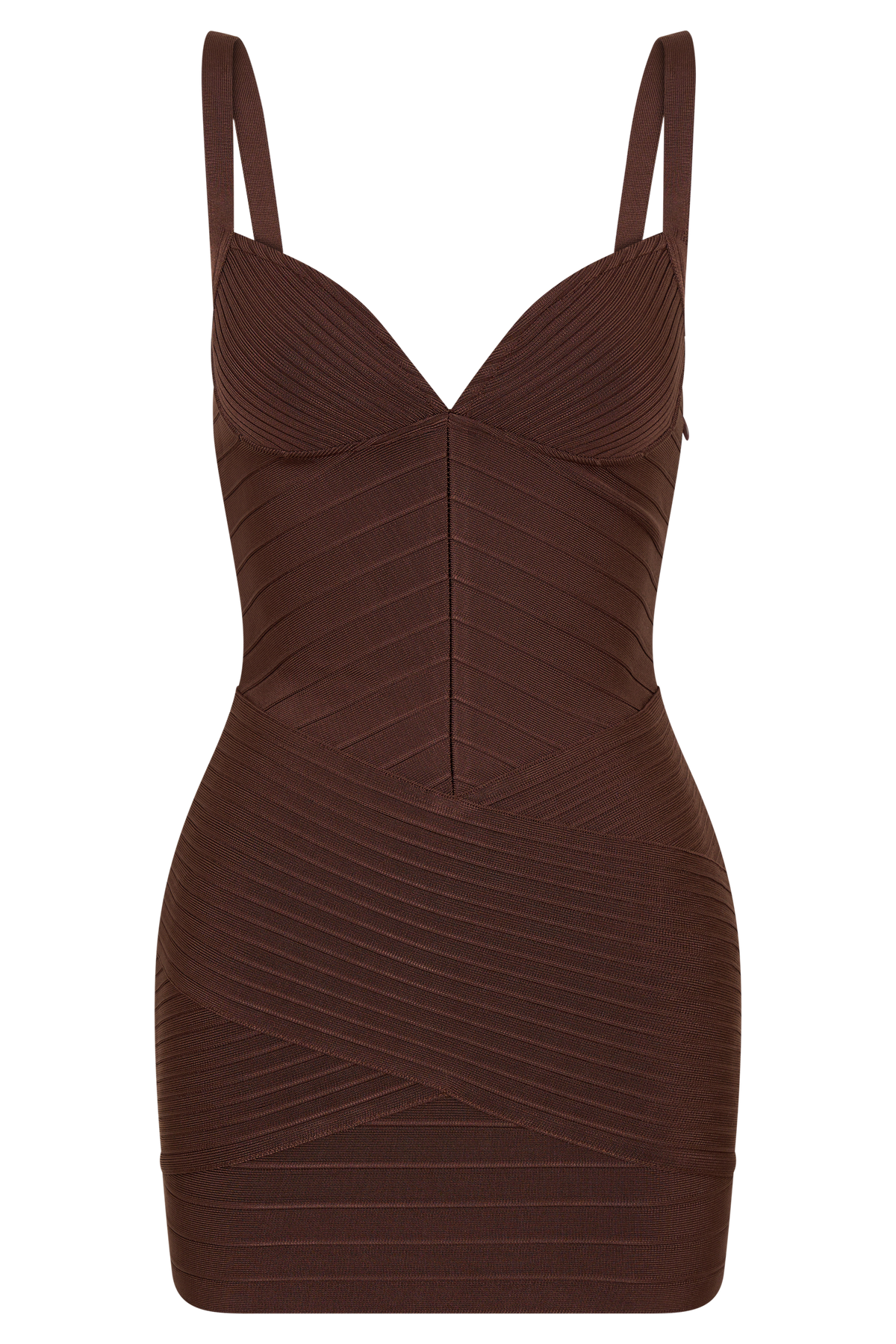 Maison Bandage Knit Mini Dress - Chocolate