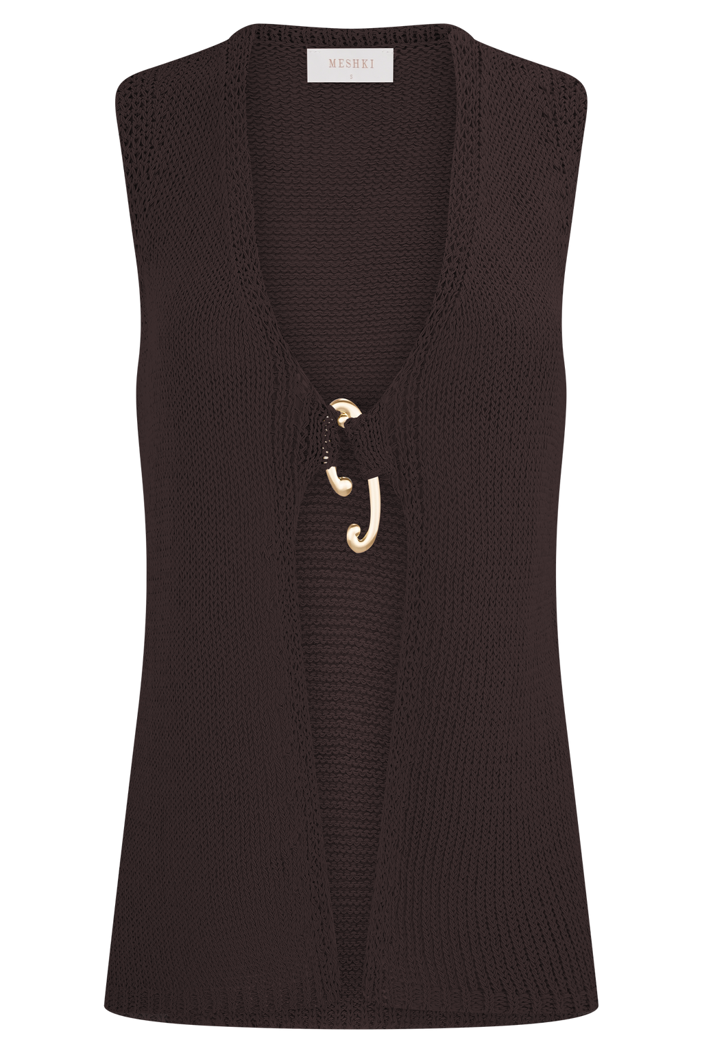 Malani Knit Top With Hardware - Chocolate