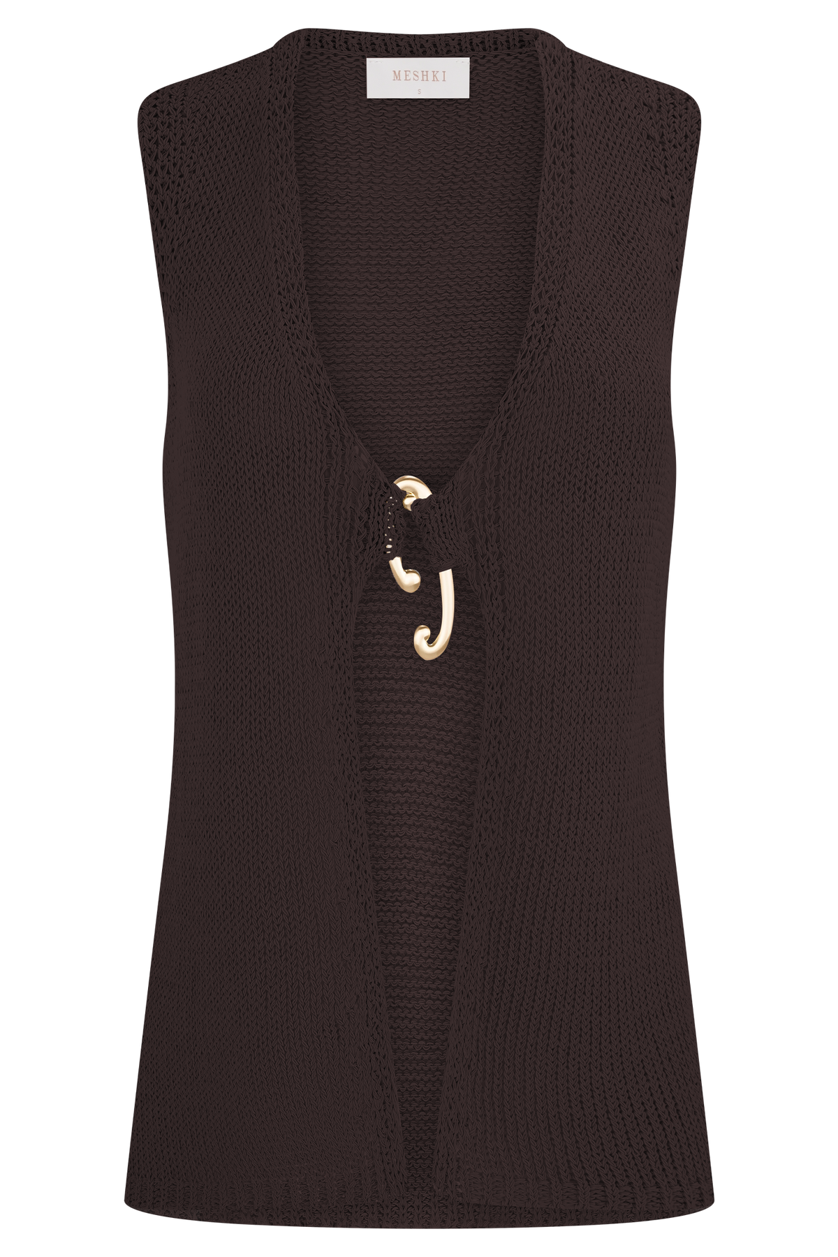 Malani Knit Top With Hardware - Chocolate