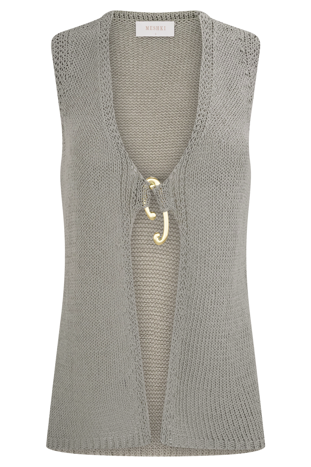 Malani Knit Top With Hardware - Sage