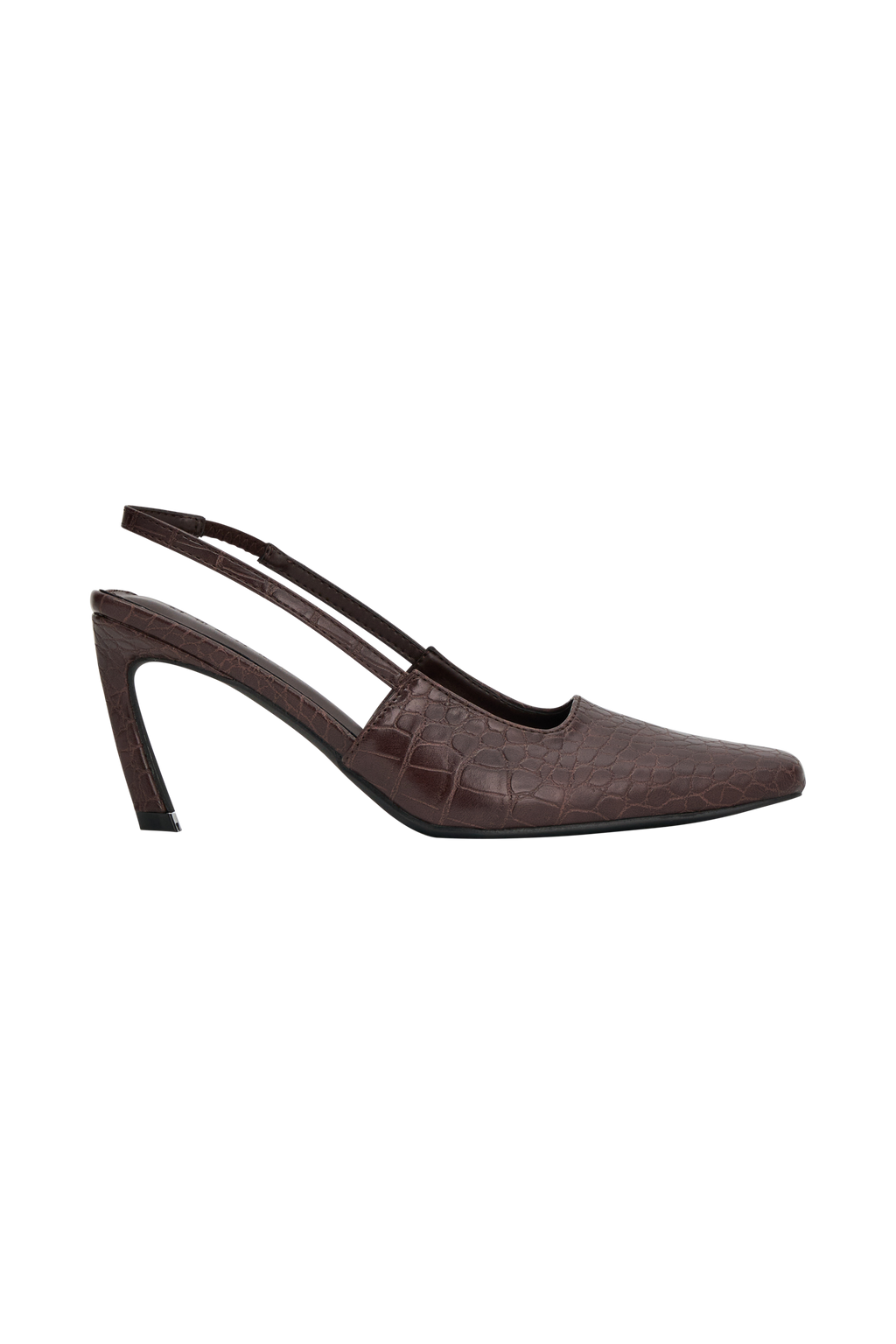 Maren Faux Leather Crocodile Heel - Chocolate