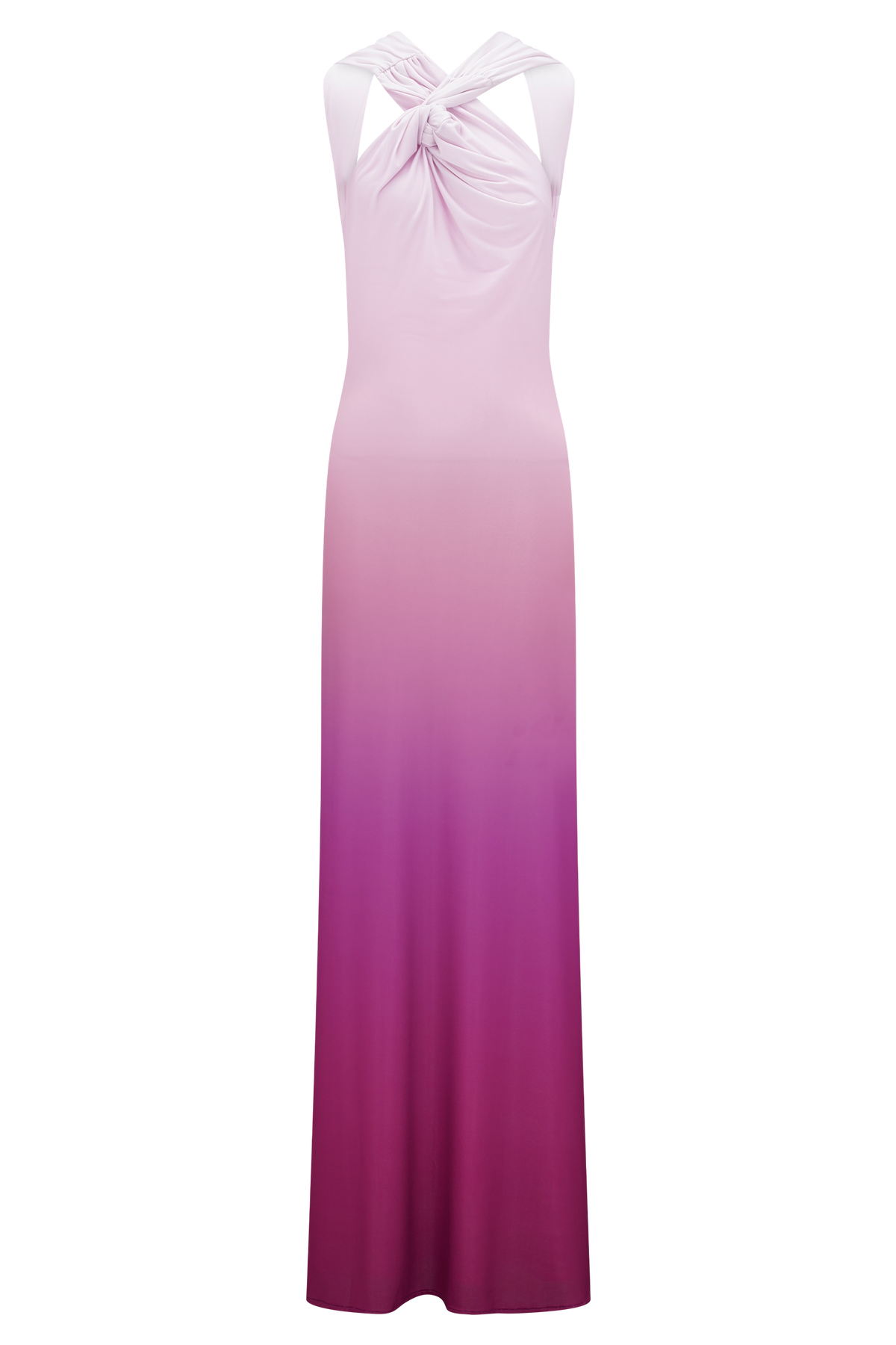 Marlee Asymmetrical Slinky Maxi Dress - Ombre Pink