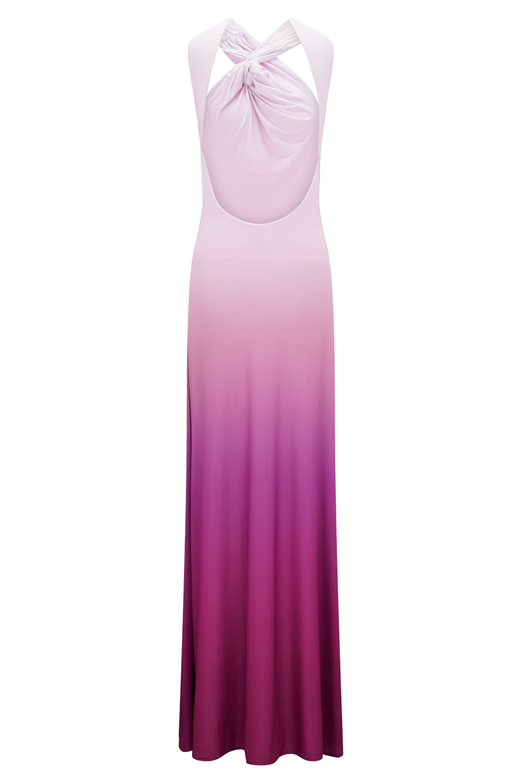 Marlee Asymmetrical Slinky Maxi Dress - Ombre Pink