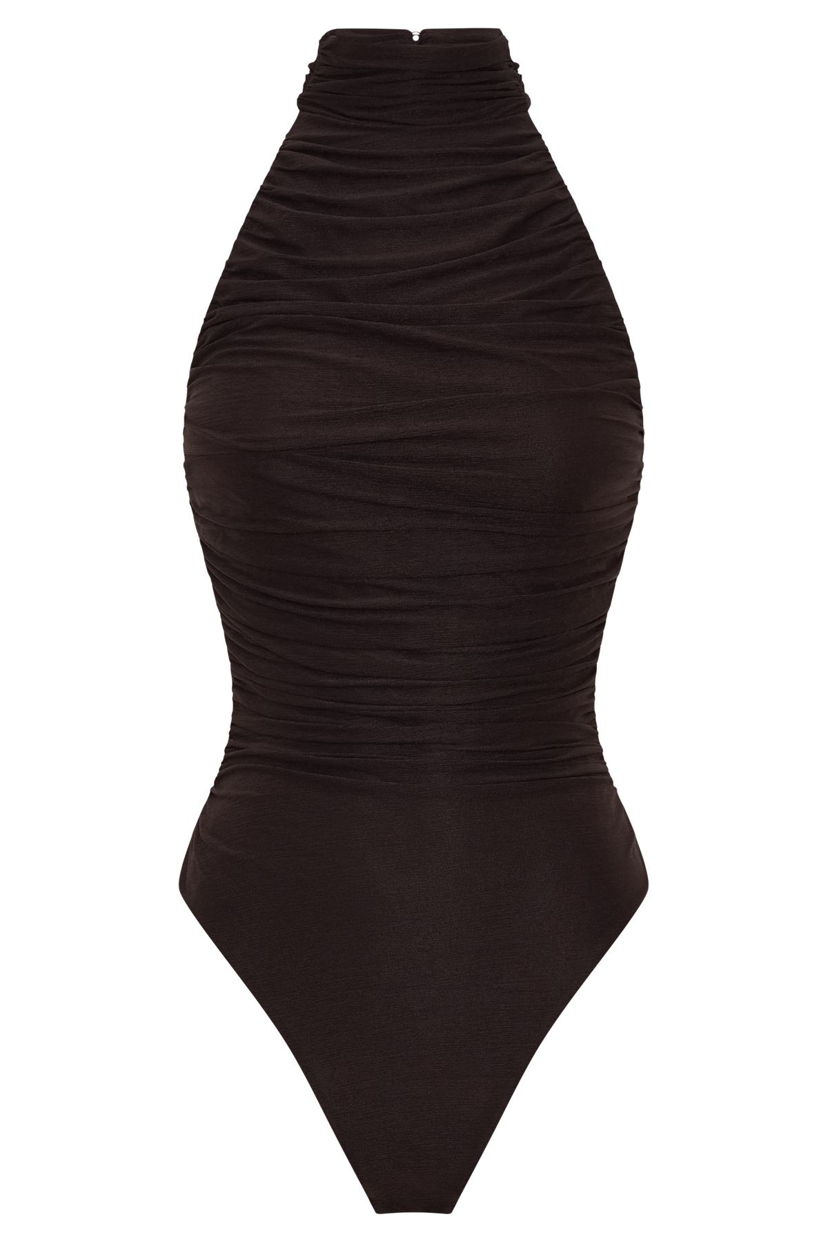 Matilda Ruched Mesh Bodysuit - Chocolate