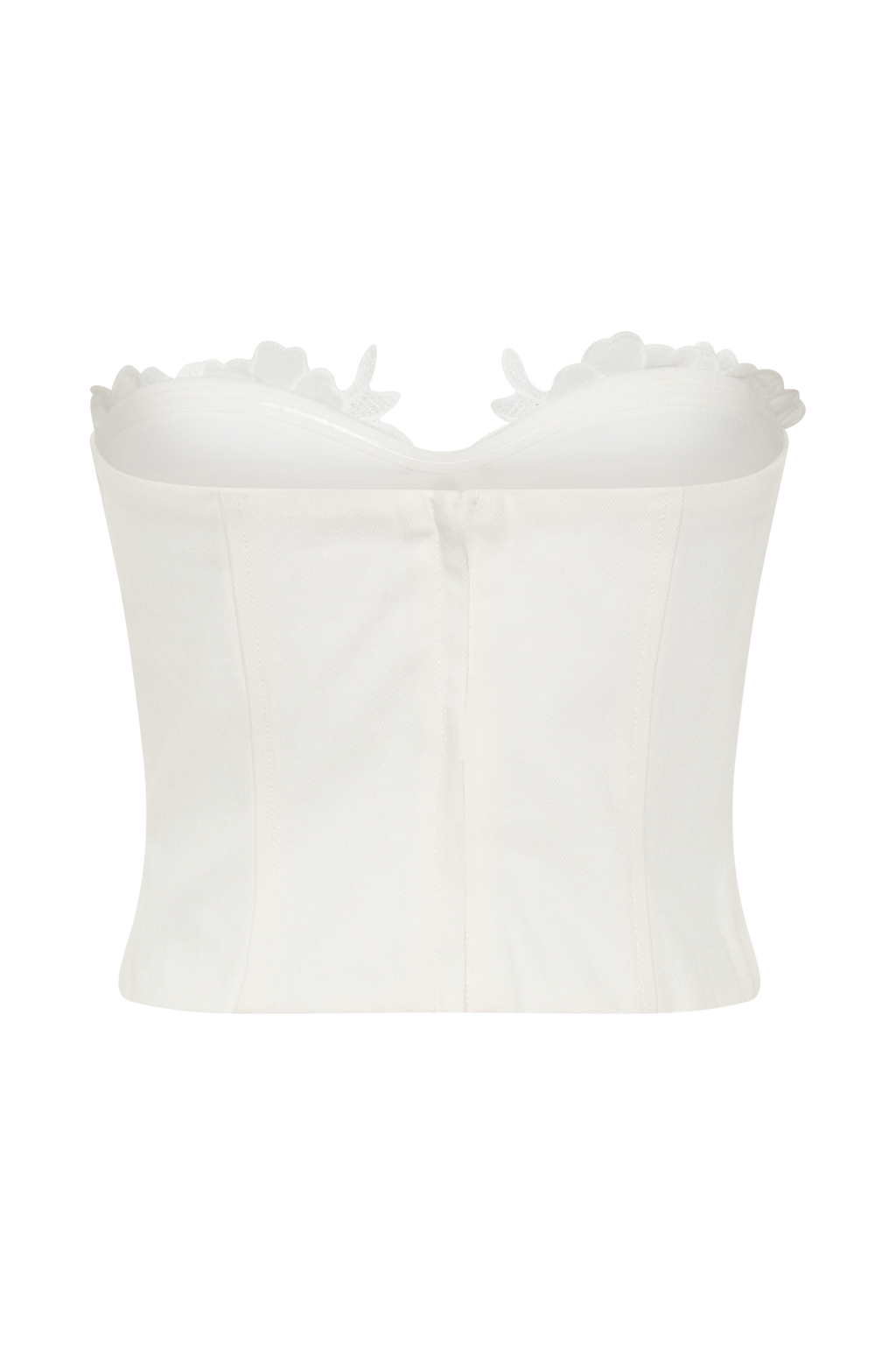 Melany Applique Denim Bustier - White