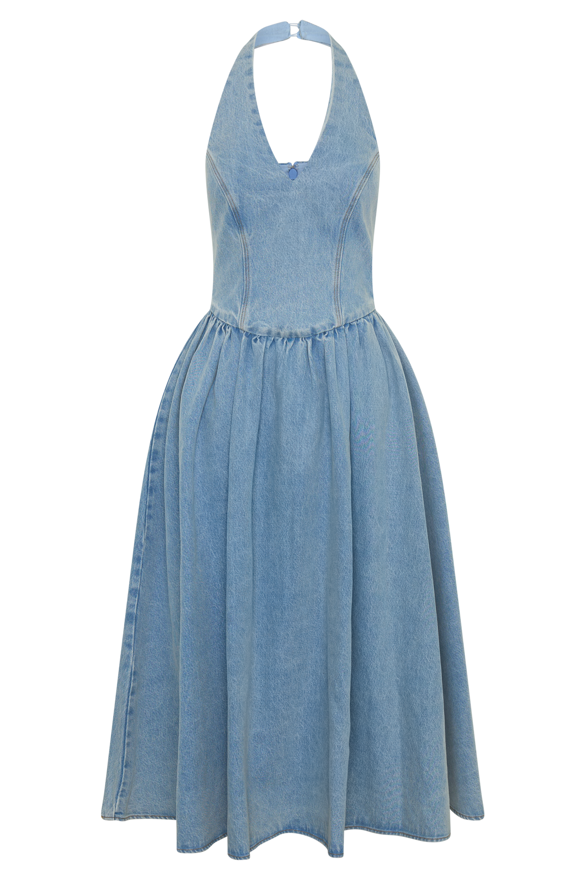 Miller Denim Halter Midi Dress - Classic Blue